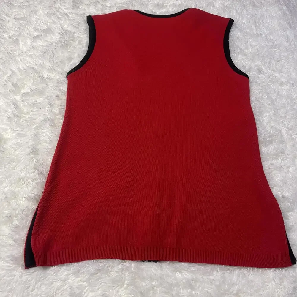 A Sweetree Original Red and Black Sleeveless Cardigan Vest USA